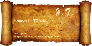 Hamvai Tünde névjegykártya